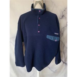 PATAGONIA SNAP T blue fleece pullover sweater xL